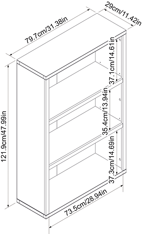 Kenosha 3-tier Bookcase